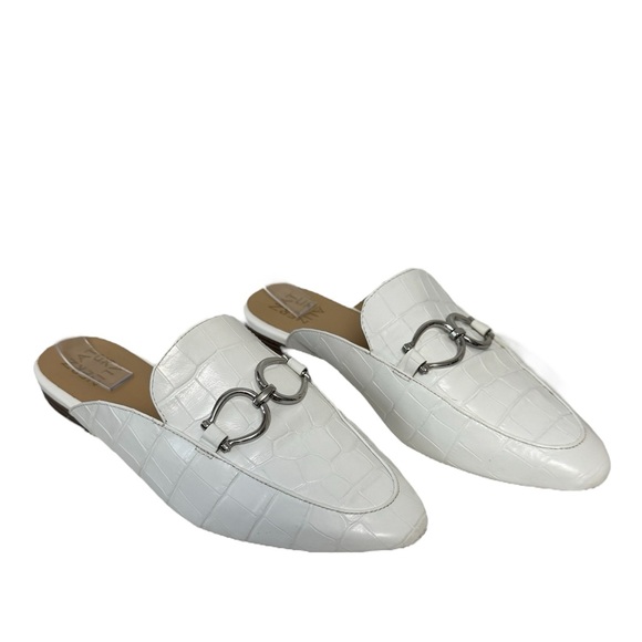 Naturalizer Shoes - Naturalizer Leanna Leather Croc-Embossed Spring Slip‎ On Slide Mules White 9